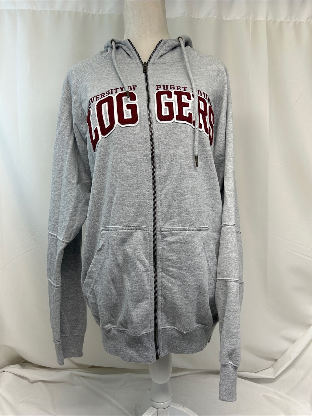 University of Puget Sound Loggers Zip-Up Hoodie MV Sport Size Large